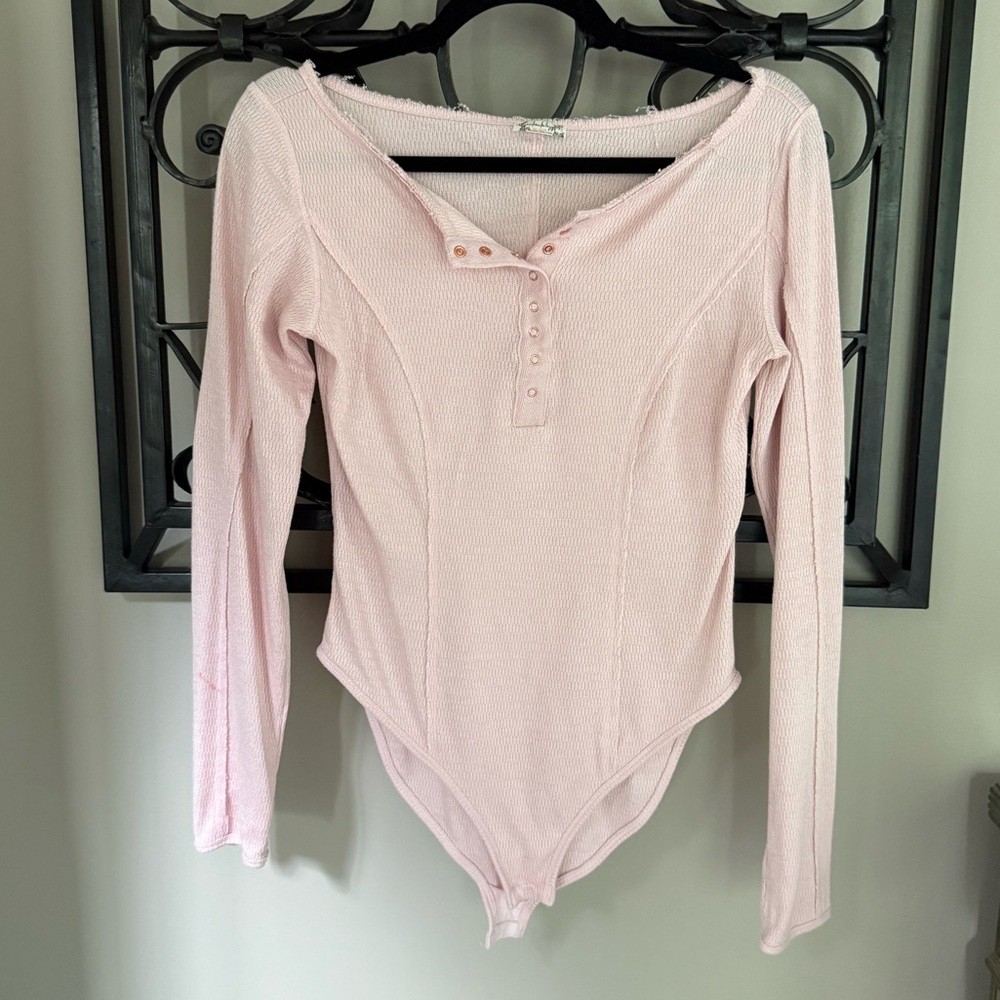 Free People Soft Pink Ribbed Top